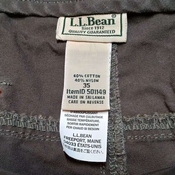 LL Bean Mens Shorts Size 35 Gray Cargo Canvas Casual Hiking Outdoor Camping - Picture 4 of 7